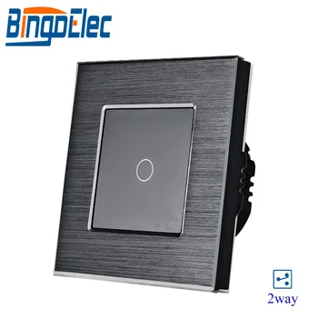 

Bingoelec 1Gang 2Way Touch Lamp Switch,Silver Black Gold Aluminum Wall Switch, EU/UK standard AC110-240V,86*86mm