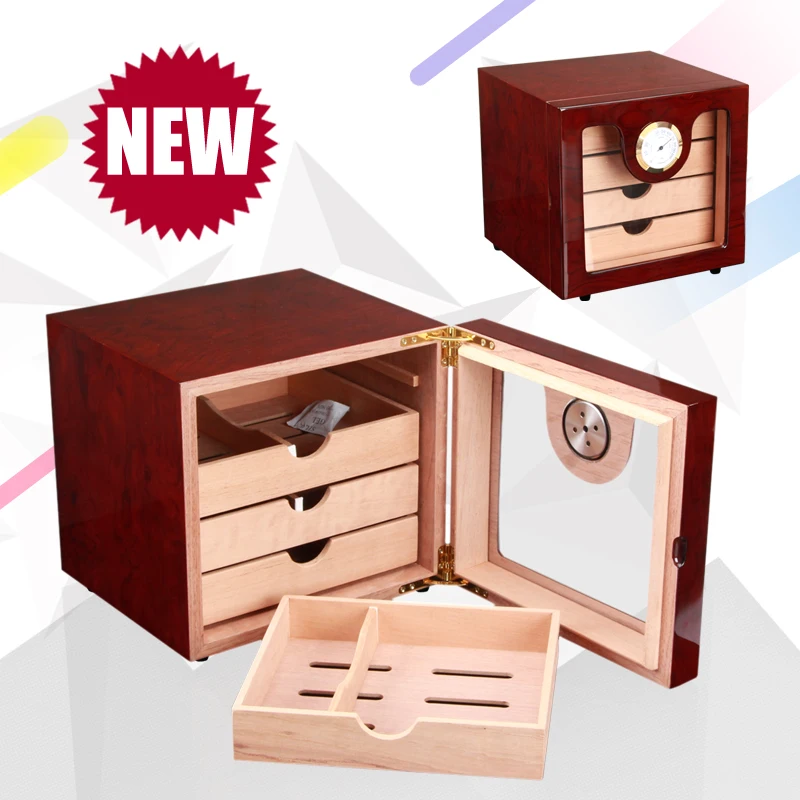 

GALINER 4 Draws Cedar Wood Cigar Humidor Box with Humidifier Hygrometer
