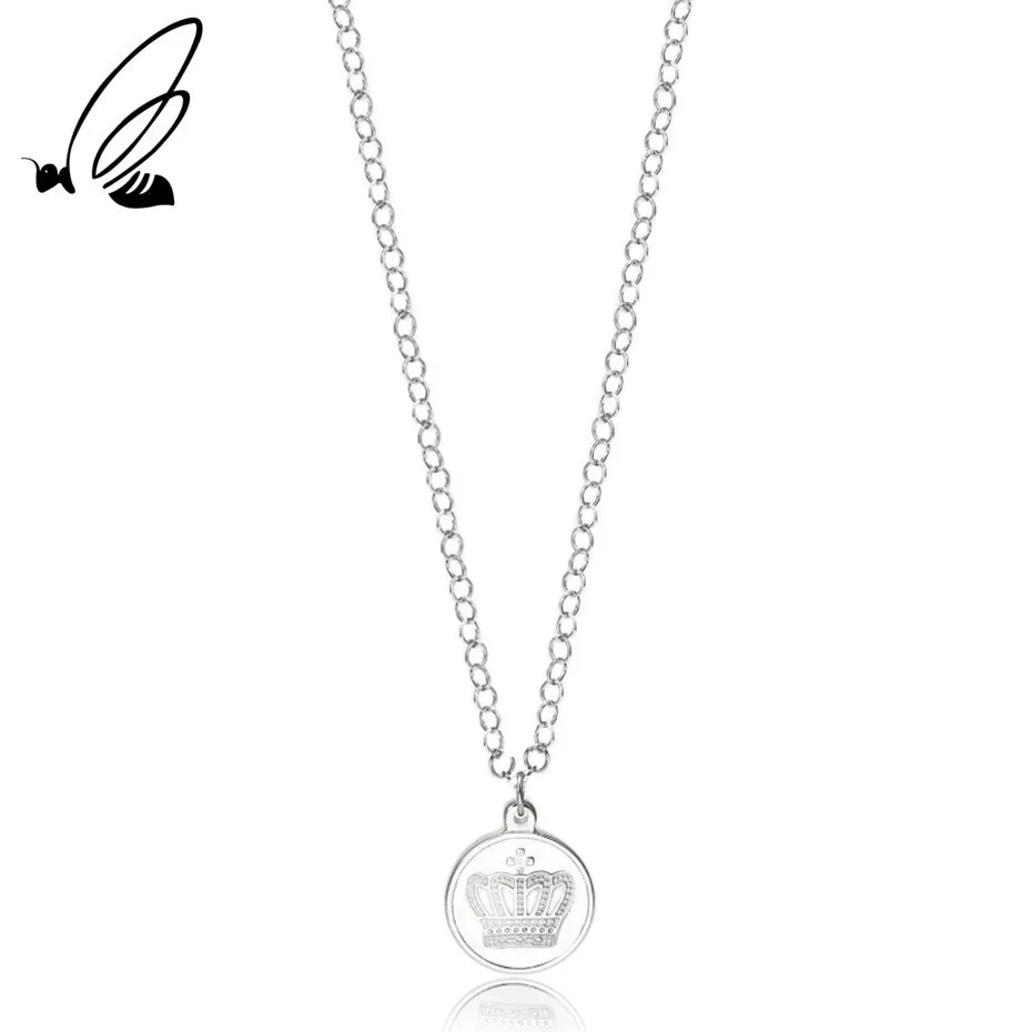 

S'Steel Two-color Gold Silver Color Women Gift Sale Fashion Jewelry Stainless Steel Imperial Crown Long Necklace For Ladies