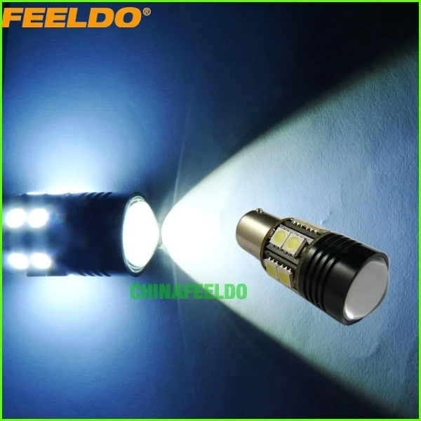 

FEELDO 2Pcs Car White High Power BA15S/1156 12W 13-LED 12V LED Reverse Lamp Bulb Car Brake Backup Light #FD2965
