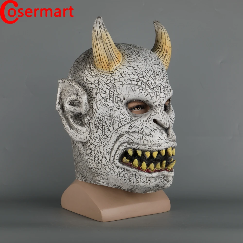 Cosermart страшный демон дьявол Ужасы Хэллоуин Латексная Маска с рогом косплей