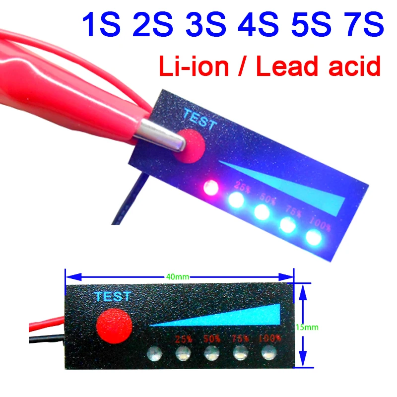 

1S 2S 3S 4S 5S 7S 8S 10S 12V 12V 24V Lead acid Lithium Battery Capacity Indicator LED Display 3.7V 4.2V Power Level 13S Li-ion