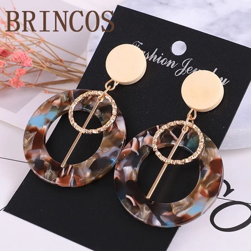

Earrings 2019Acrylic Women Fashion Leopard Print Luxury Jewelry Bohemian Long Pendant Acetate Geometry statement Christmas Party
