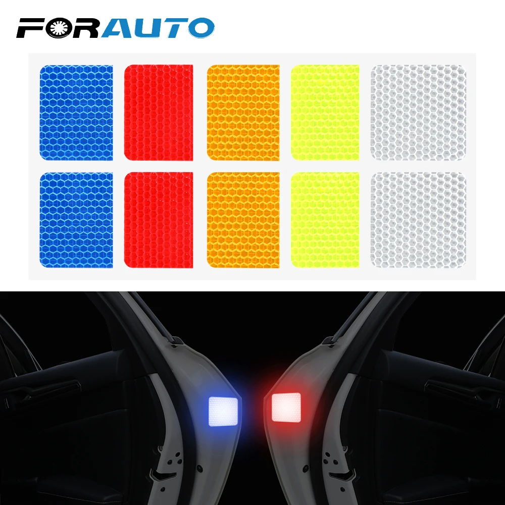 4* Red Safety Reflective Tape Warning Car Door Stickers Accessory Carbon Fiber