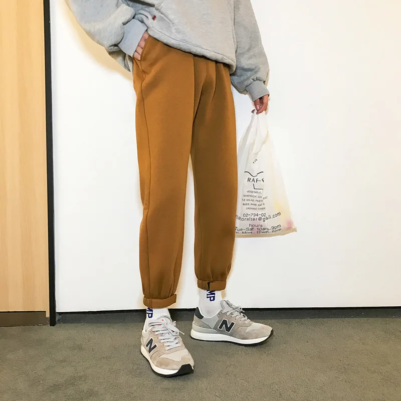 Men's Sweatpants 2019 Spring Loose Warm Pants Plus Velvet Thickening Personality Fashion Teen Neutral Pants Special Treatment