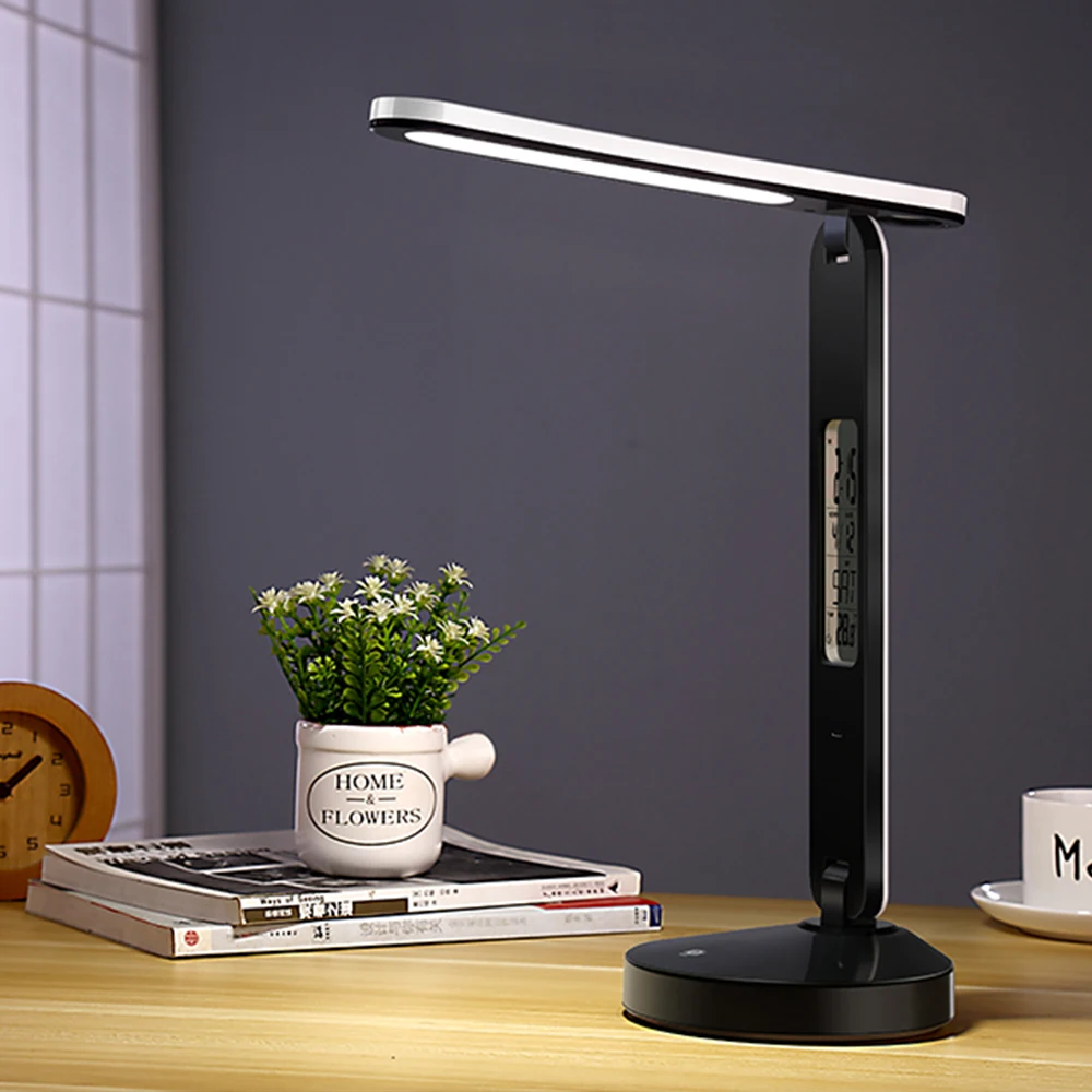 

Foldable Rechageable LED Desk Lamp with Digital Calendar Touch Switch Dimmer Office Decoration Study Light Modern Table Lamps