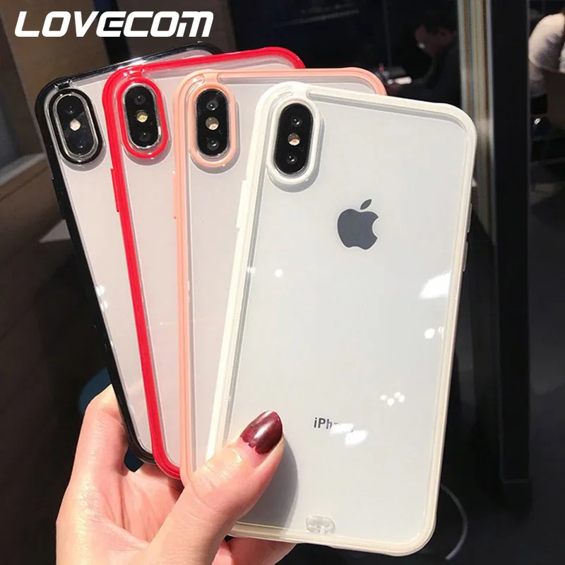 LOVECOM Consise Прозрачный чехол для iPhone 11 Pro Max XS Max XR 6 6S 7 8 Plus X полный корпус противоударный мягкий чехол на заднюю панель телефона подарок