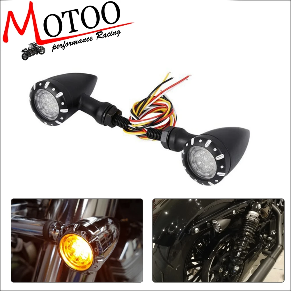 

Motorcycle 10mm Bullet Steering Flashing LED Turn Signals Brake Blinker Light Cafe Racer Indicator Light For Harley All Year