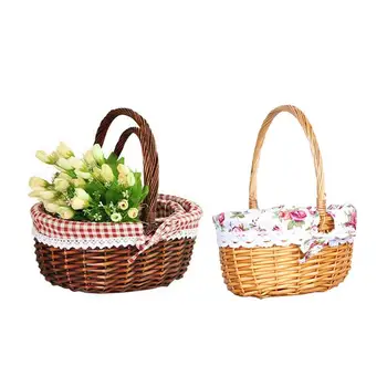 

Wicker Storage Basket Willow Woven Empty Oval Easter Storage Basket With Handle For Egg Gathering Wine Picnic Kitchen Basket