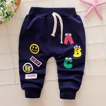 Штаны с рисунком для маленьких мальчиков повседневные Хлопковые Штаны-шаровары с эластичной резинкой на талии детские свободные брюки спортивные штаны на весну и осень