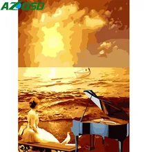 AZQSD масляная краска для моря краска по номерам установка солнце краска холст картина DIY пейзаж ручная краска ed современная K474