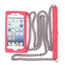 

For Iphone 7 Case C C Silicon Soft Lanyard Cases Cover for iPhone7 Plus 6 s 6s plus 6plus 5 5s SE with Metal Chain Double C