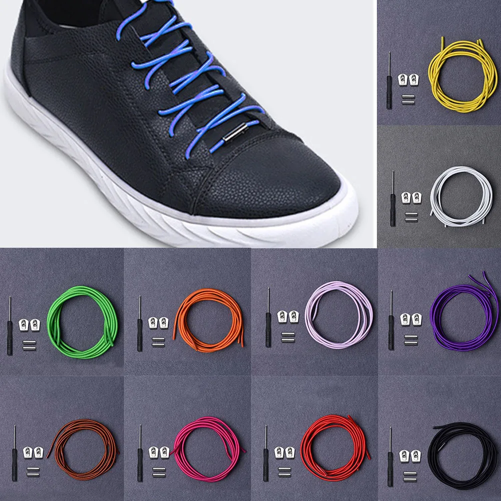 

1 pair Lazy Shoelaces Elastic No Tie Locking Round Shoe Laces Kids Adult Sneakers Quick Shoelaces Round Shoe Laces Strings