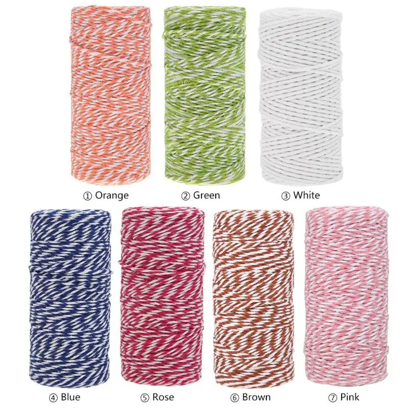 

1 Roll 100 Meters 2Ply Cotton Twine DIY Weaving Handmade Craft String Rope Accessories Twisted Cords for Packing Decoratives