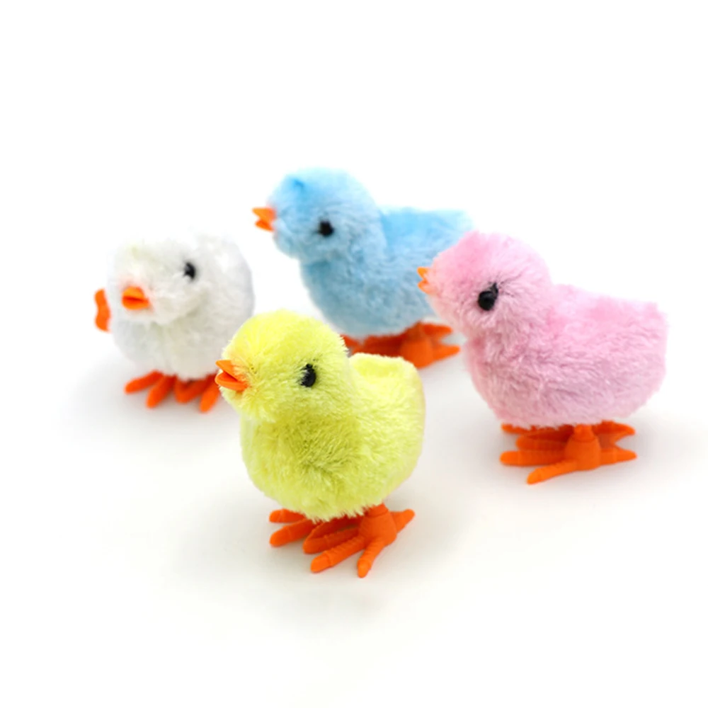 

2 pcs Cute Colored Chain Will Run On Clockwork Kawaii Chick Jumping Chicken Children's Educational Toys Wind Up Chick Toy Random