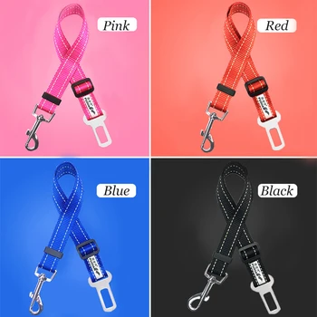 

4 Color Cat Dog Leash Nylon Adjustable Pet Safety Car Seat Belt Harness Restraint Travel Clip for Dogs Safety Leash Lead