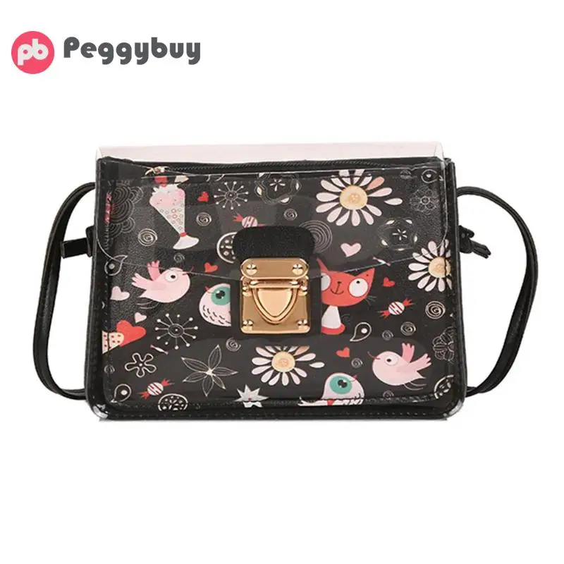 

2pcs/set New Luxury Women Transparent shoulder Bag Clear PVC Cartoon Print Messenger Bags Shoulder Bag 2019 Brand Design