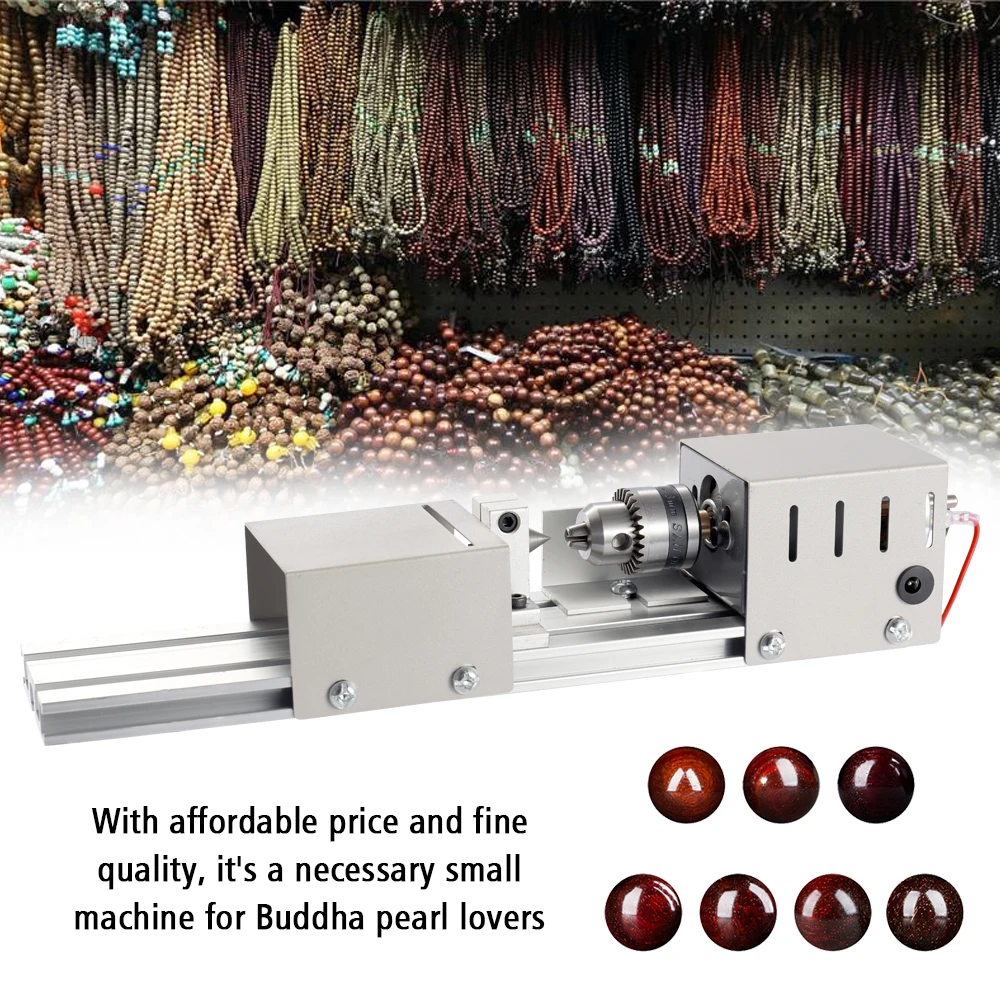 

US Plug 96W Mini Lathe Beads Machine Torno Madera Woodwork DIY Lathe Standard Set with Power carving cutter Wood Lathe Grinding