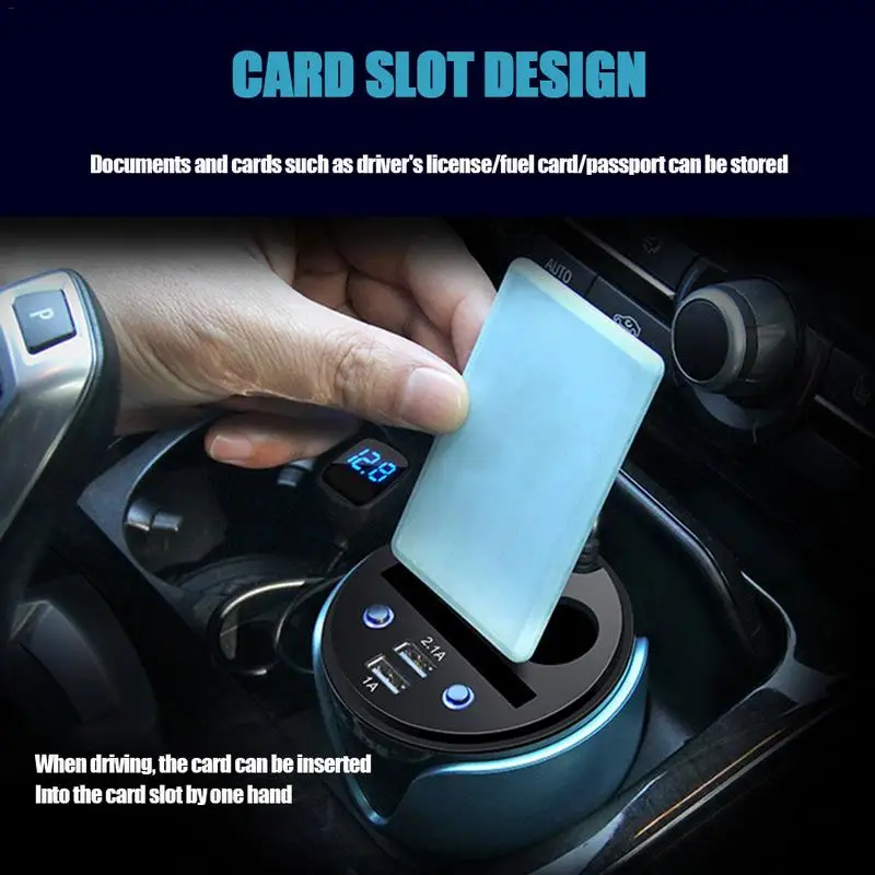 

Car Charger Cup Type With Switch Car Multifunctional Charger Dual USB Vehicle Voltage Detector Power Adapter For All Models