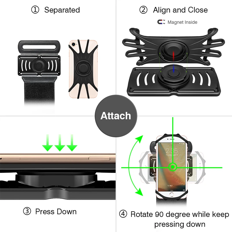 IKinHo Detachable 360 Degrees Rotatable Sports Armband/Wristband for 4-6.5 inch for iphone X XR 8 8plus 7 7PLUS