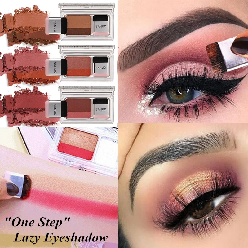 

1PC Women Makeup 3 Seconds Eyeshadow Makeup Double Layer Coloured Gradation Cosmetic Brush 5 Color