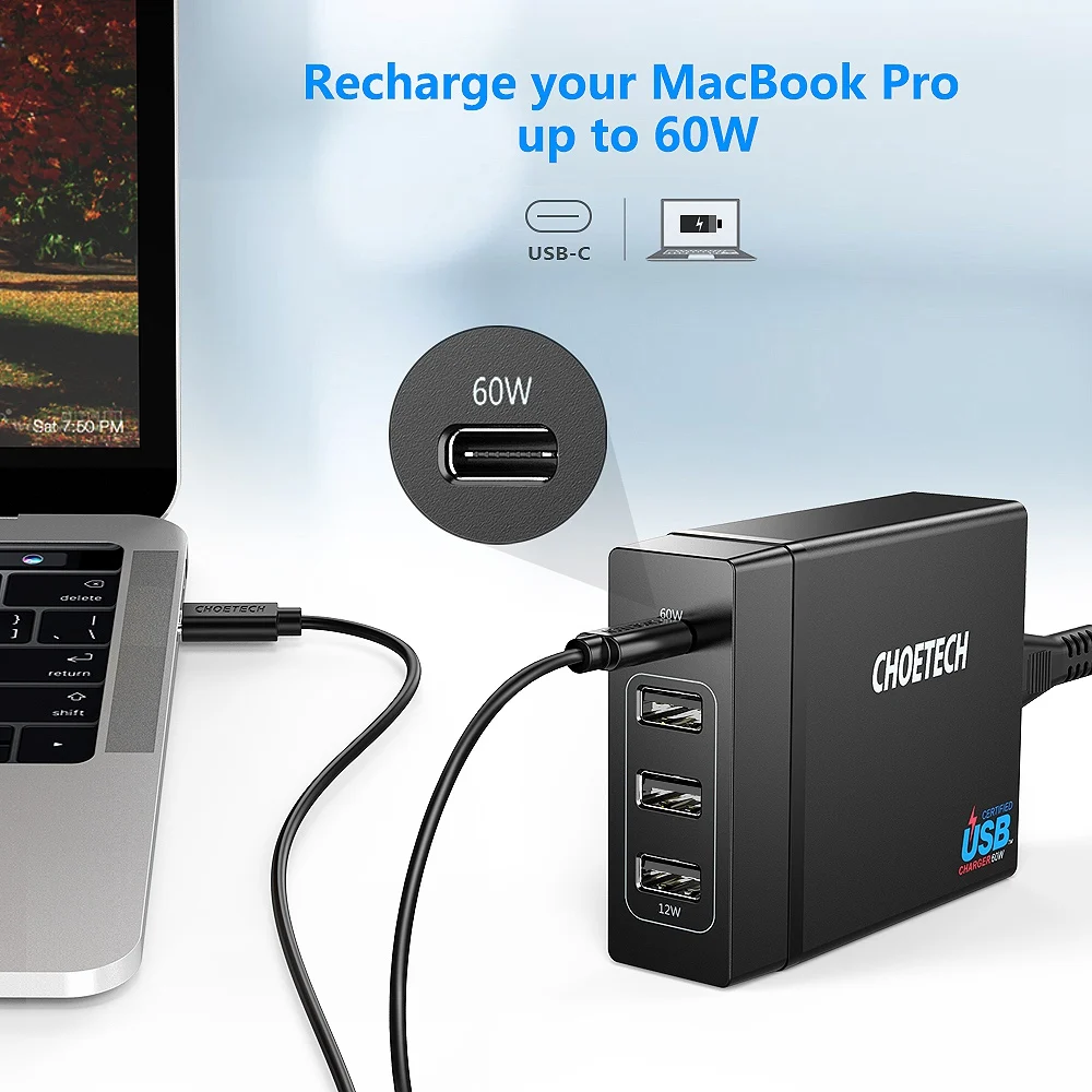 Горячее предложение TTKK Choetech 72 Вт 4 порта Usb C настольная зарядная станция с