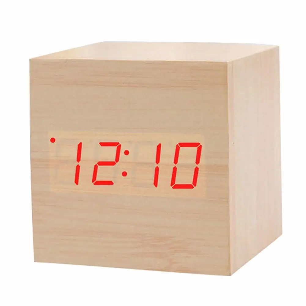 Hohe Qualität Led Holz Wecker Student Digital Mute Clock Holz Led Uhr XI 