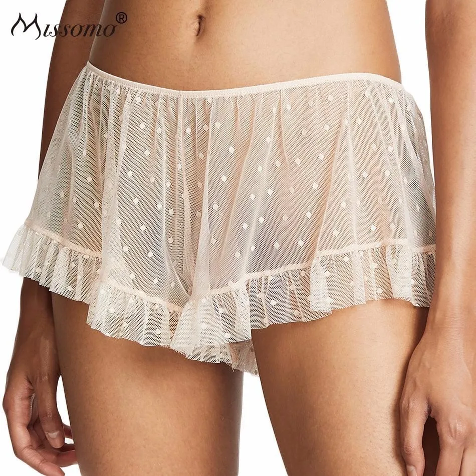 950px x 950px - Missomo Women Silk Sexy White Dot Porno Boxer Lace Panties ...