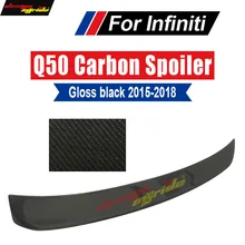 Q50 Auto Racing Car Tail Lip Wing Spoiler Black For Infiniti Q50 Q50S 4Door Carbon Fiber Rear Roof Window Spoiler Wing 2015-2018
