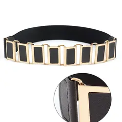 Women Black Elastic Belt PU Leather Golden Metal Buckle Punk Wide Belts Accessories 2019 Trendy Stretch Design Waist Belt Female Women Black Elastic Belt PU Leather Golden Metal Buckle Punk Wide Belts Accessories 2019 Trendy Stretch Design Waist Belt Female