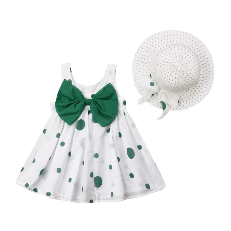 

baby girl sleeveless a line casual dot dress Toddler Kid Baby Girl Summer Dress Princess Party Wedding Polka Dot Tutu Dresses