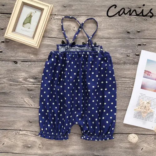 

PUDCOCO Infant Kid Baby Girl Dots Overalls Jumpsuit Short Pants Outfit Clothes