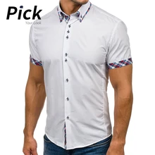 2019 New Arrival Brand Men's Summer Business Shirt Short Sleeves Turn-down Collar Tuxedo Shirt Shirt Men Shirts Size 2XL D30 pocket design letter printed turn down collar short sleeves shirt for men