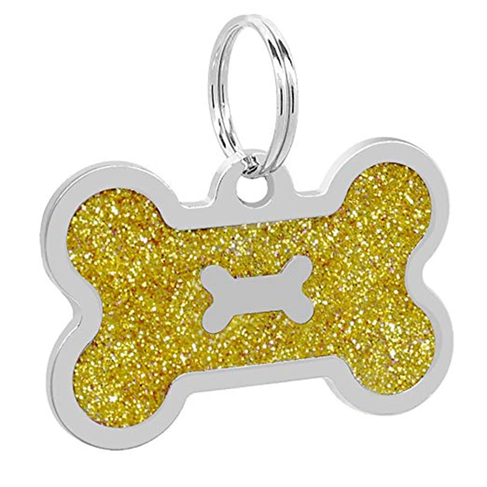 В форме кости сплав собака тэг идентификационноо имени Блестки Bling Pet