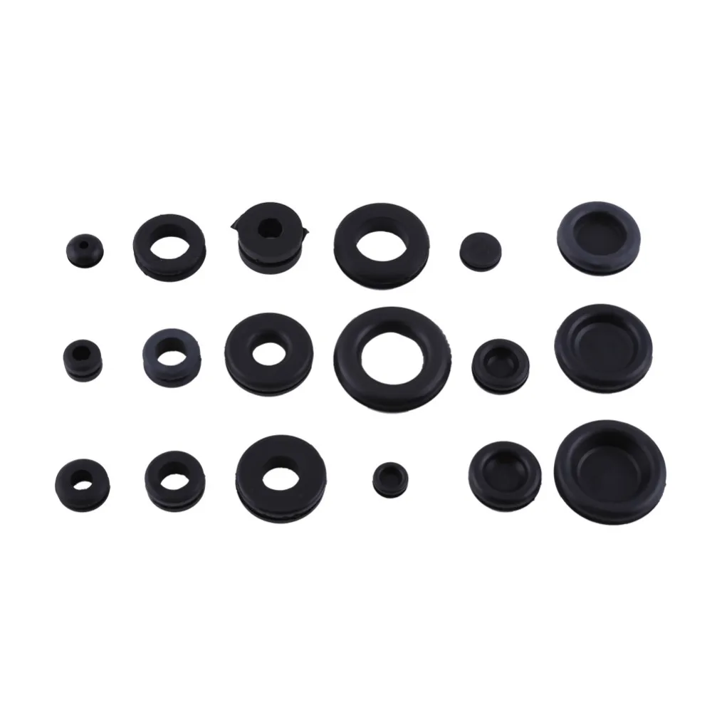 125Pcs/Set Black Rubber O Ring Gaskets Grommet Firewall Hole Plug Washer Set Electrical Wire