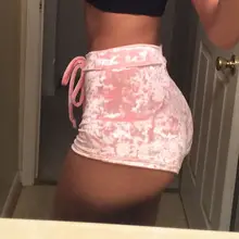 Новое поступление милая маленькая вещь для женщин s дамы розовый измельченный бархат бегун прибытие короткие Горячие повседневные женские обтягивающие шорты с завязками