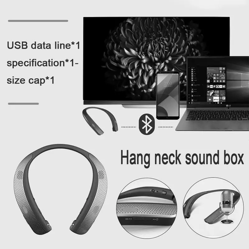 Модный шейный динамик Висячие беспроводные bluetooth колонки носимый mp3 плеер