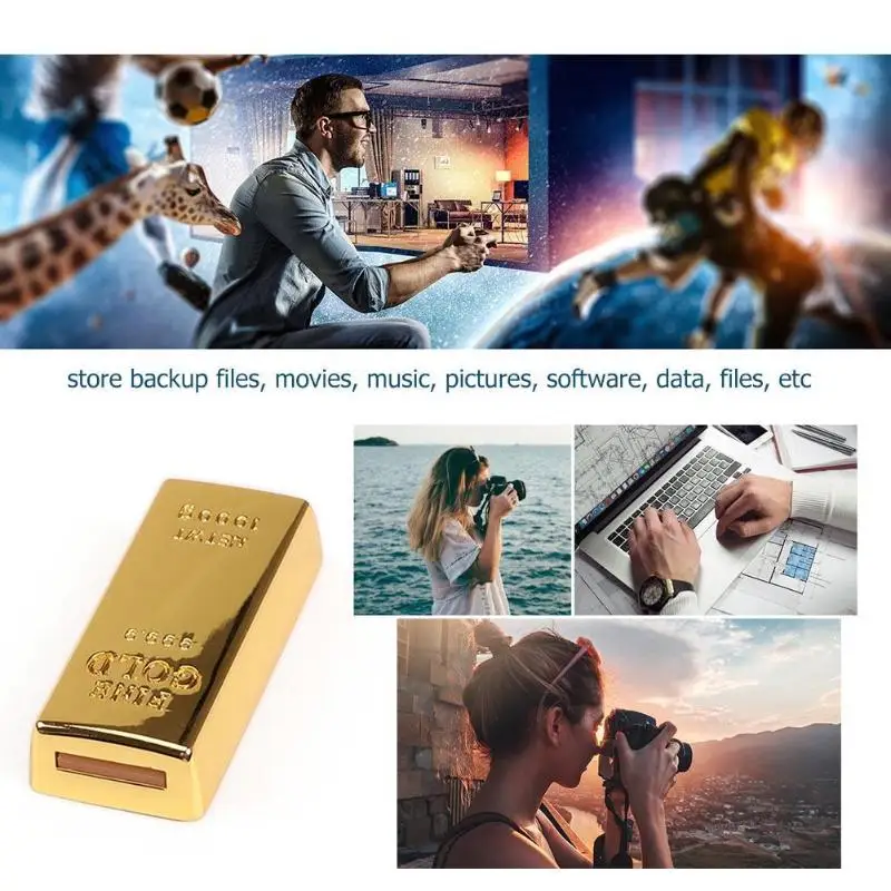 Золотой кирпич USB2.0 флэш накопитель карта памяти мобильный U диск 8/16/32/64/128 GB для