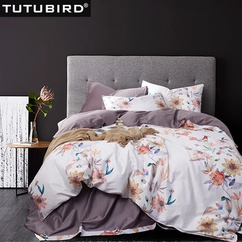 

Luxury pastoral style 100% Egyptian cotton flower bedding set European Satin Boho Bohemian home textile pillowcase bedlinen
