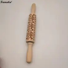 Кухонный инструмент для выпечки гравировки рождественского тиснения лазерной прокатки из натурального дерева, нетоксичный и безопасный. Pin-код