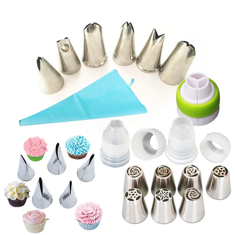 

11/22 pcs Russian Tulip Nozzle cake decorating tools Stainless Steel Icing Piping Nozzles Cake Decorating Cupcake Pastry Tools