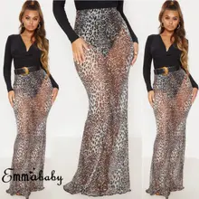 Новая мода AU женские летние тонкие сексуальные леопардовые с высокой талией складные длинные макси юбки Эластичные Макси платья
