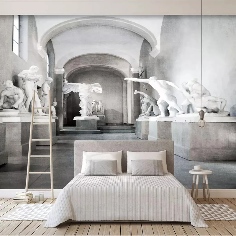 

Custom 3D Photo Wallpaper Murals Modern Grey European Style Sculpture 3D Space Living Room Study Bedroom Background Wall Decor