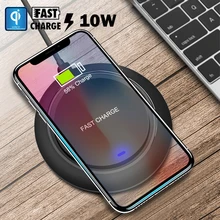 Jetjoy быстро Беспроводной Зарядное устройство 10 Вт быстрой зарядки для samsung S10+/e S8/S9 плюс коврик Зарядка Док-станция Qi Беспроводной для iPhone X XS 8