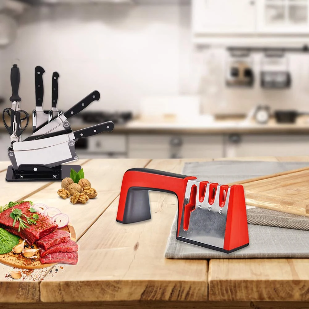 4 In 1 Knife Sharpener Cleaning Brush Sharpening Kitchen Knives Scissors