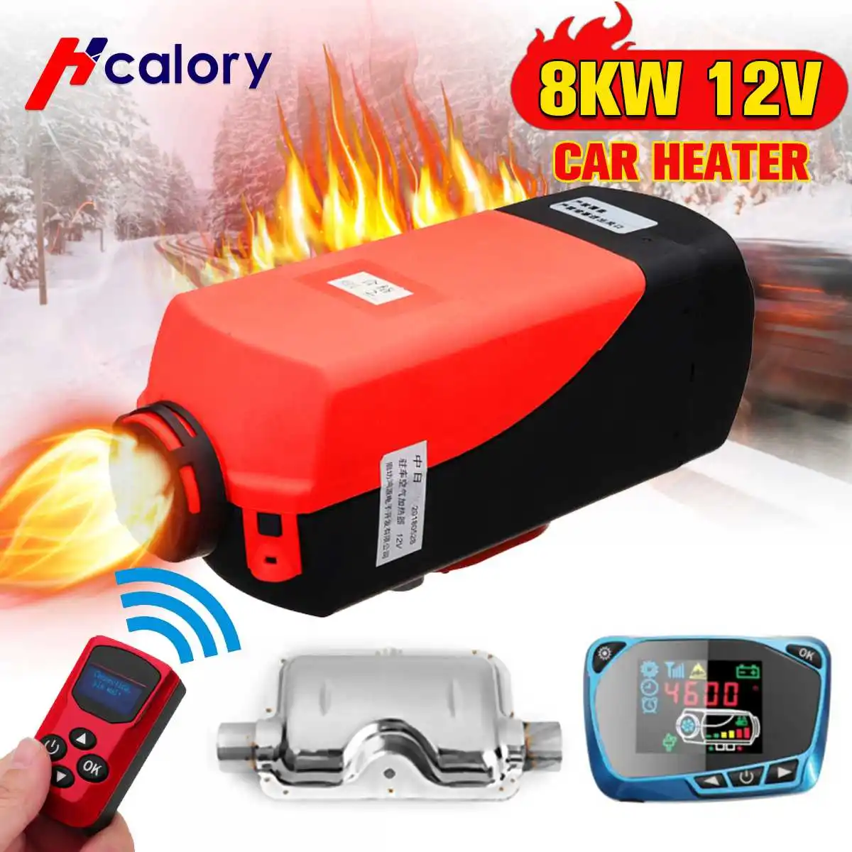 

8000W Air diesels Heater 8KW 12V Car Heater For Trucks Motor-Homes Boats Bus +LCD Monitor Switch +Remote Control + Silencer