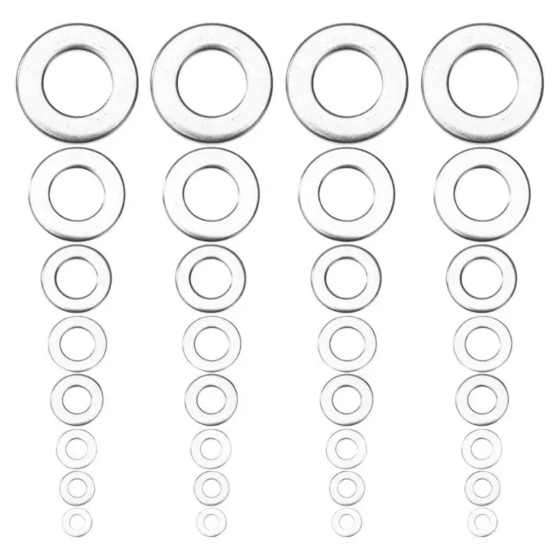 

360pcs/box 8 Sizes Stainless Steel Flat Machine Washer Gaskets Assortment
