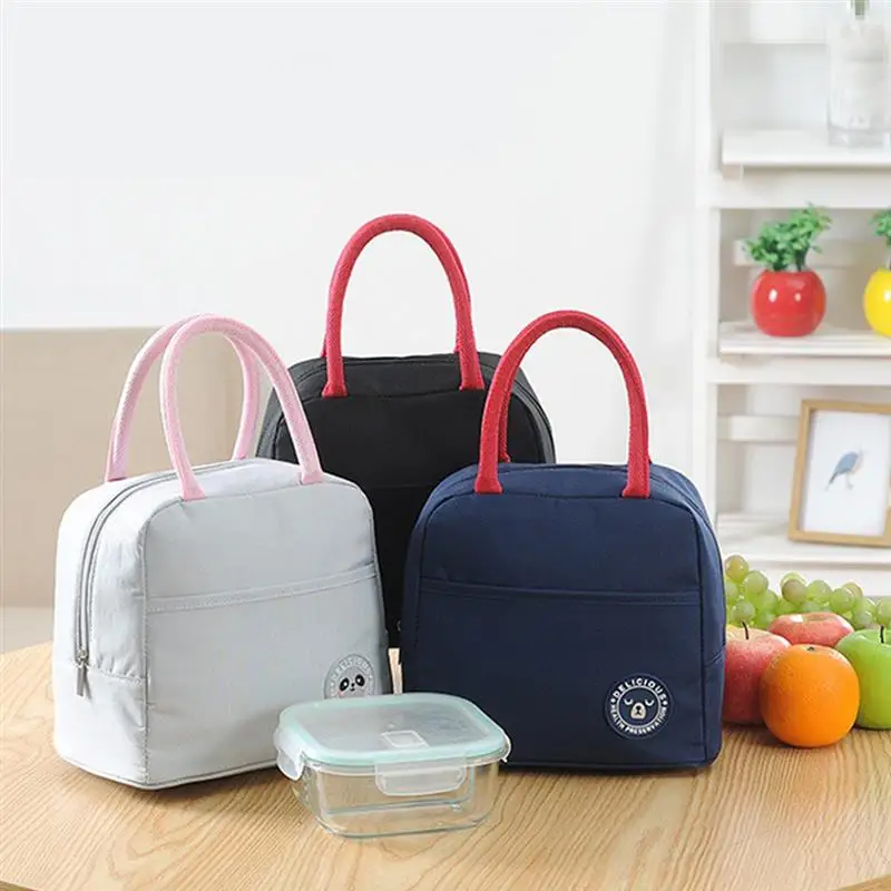 

Cheap Solid Children Kids Lunch Bag Food Picnic Thermal Lunchbox Handbag For Teenagers Youth Oxford Waterproof Tote 2019 New