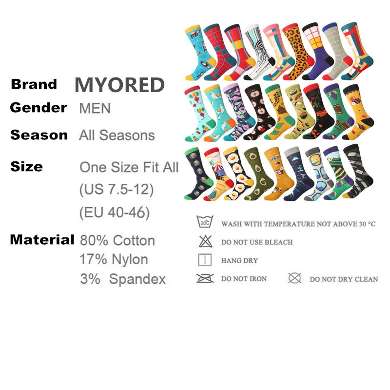 MYORED 2019 تاريخ الرجال اللباس اللون مريحة زوج الأسطوانة لوح التزلج ل السببية سبب مضحك الزفاف الجوارب الجوارب القرش الهندسة