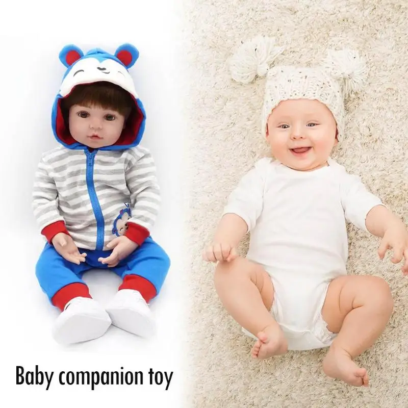 

47/60cm NPK Simulation Doll Blue Striped Soft Doll Reborn Baby Cute Image Dolls Toys for Children Bedtime Early Education Gifts
